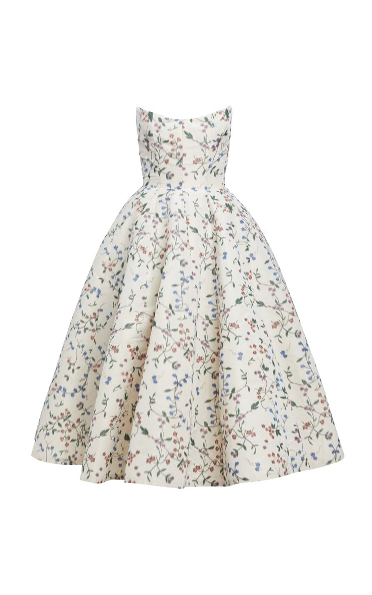 Floral Bodice Ivory Midi Dress