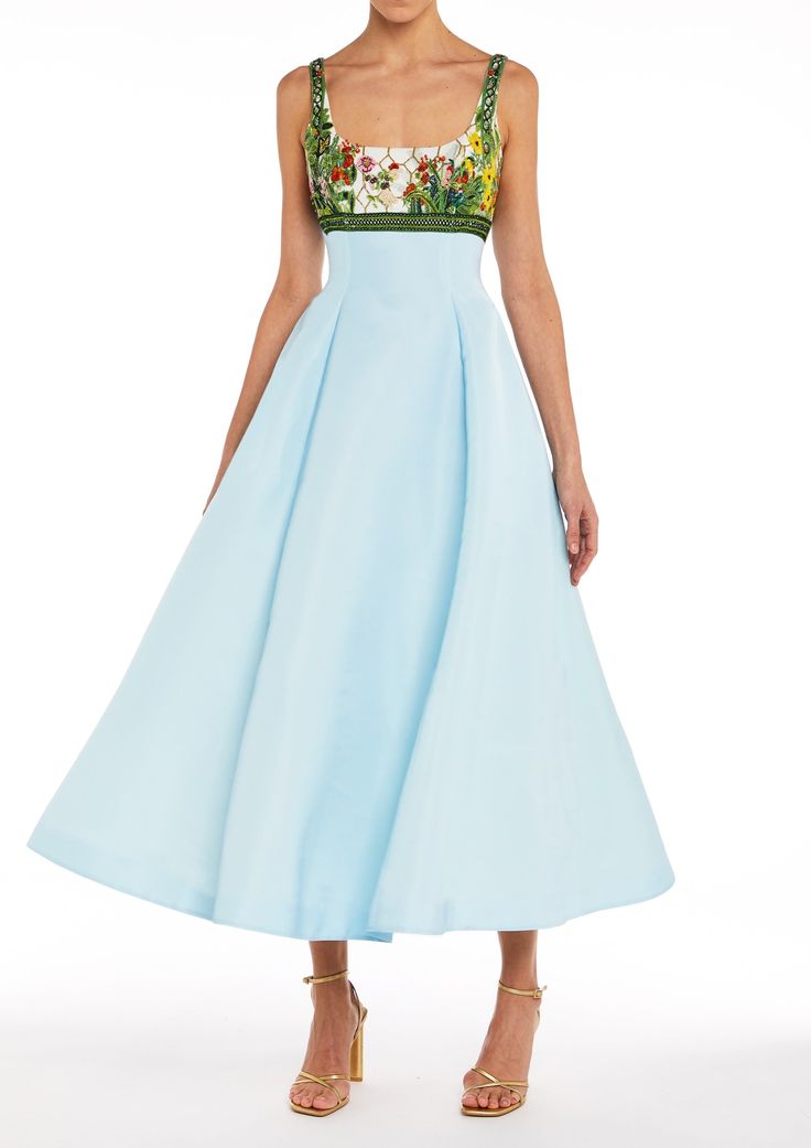 Floral Bodice Ivory Midi Dress