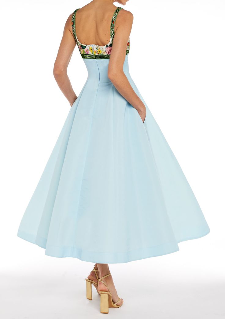 Floral Bodice Ivory Midi Dress